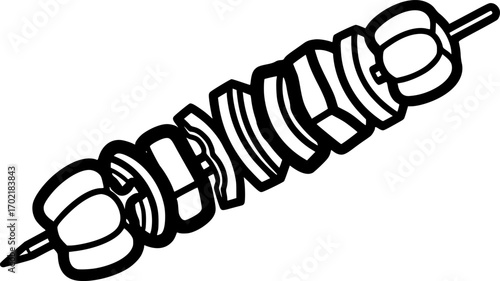 Kebab skewer outline icon vector
