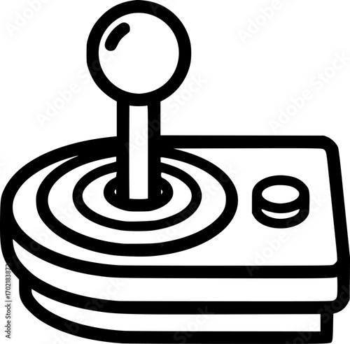 Joystick arcade gaming control outline icon vector
