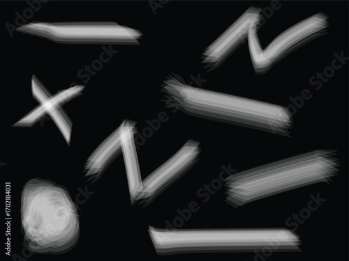 Abstract shapes floating in a dark void create a modern artistic composition