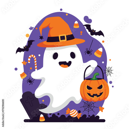 Halloween Vector Illustration with Spooky Elements