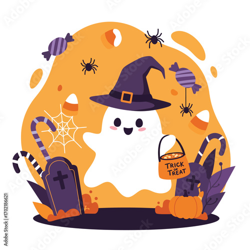 Halloween Vector Illustration with Spooky Elements