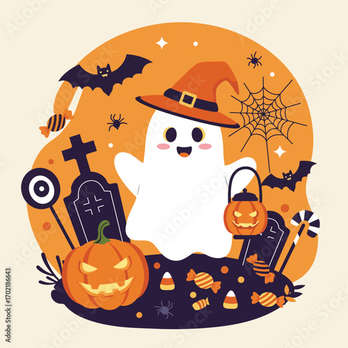 Halloween Vector Illustration with Spooky Elements