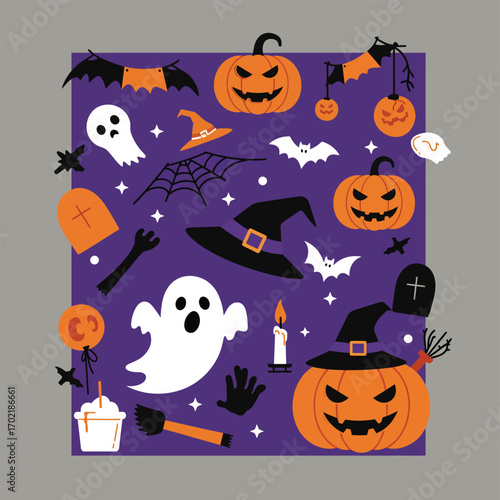 Halloween Vector Illustration with Spooky Elements
