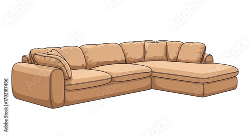 Grey L-Shaped Sectional Sofa Illustration – Modern Living Room Furniture