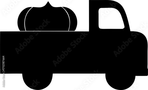 Farm Trucks with Pumpkins Silhouette | Vintage Harvest Vehicle Clipart | Rustic Fall Tractor SVG Design