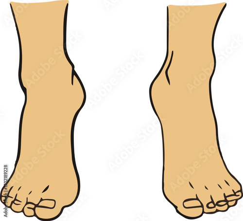 human foots gesture. foot positions. art of human feet Vector icons.
