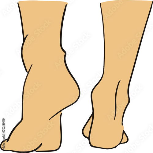 human foots gesture. foot positions. art of human feet Vector icons.