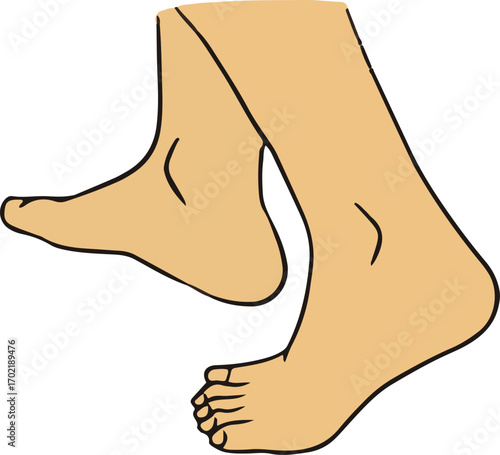human foots gesture. foot positions. art of human feet Vector icons.