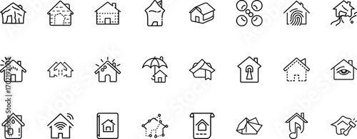 Collection of handdrawn house icons isolated on transparent background real estate concept