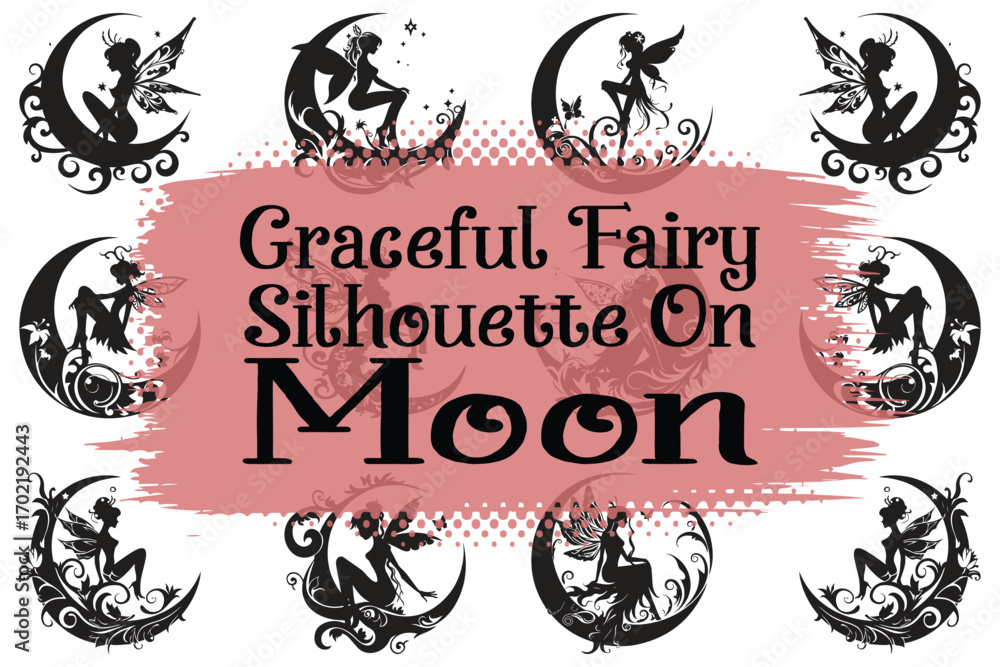 Obraz premium Graceful Fairy on Moon Silhouette Bundle