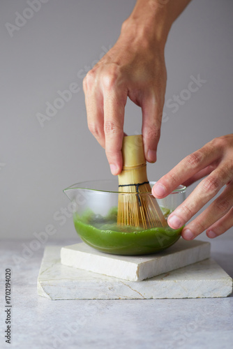 Close up pure matcha green tea