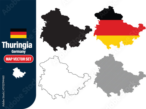 Thuringia Germany map set vector