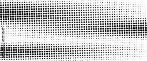 Grunge halftone gradient background. Faded grit noise texture. White and black sand wallpaper. Retro pixelated backdrop. Anime or manga style comic overlay. Vector graphic design textured template