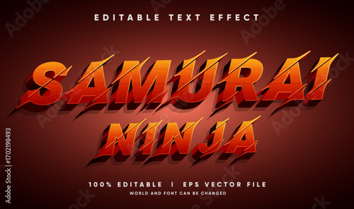samurai ninja 3d vector text effect with modern style