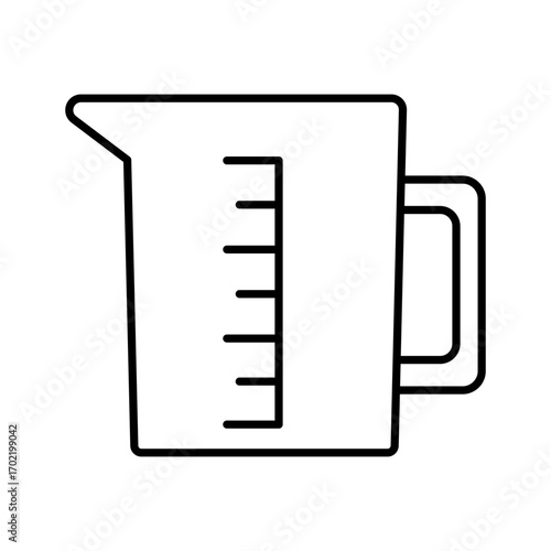 シンプルな白黒の計量カップの線画イラスト
