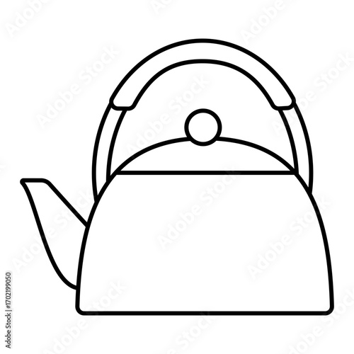 シンプルなやかんの線画イラスト｜ケトル、ポット