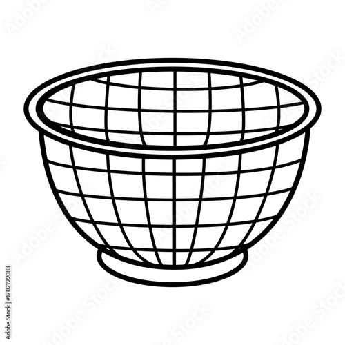シンプルなざるの線画イラスト