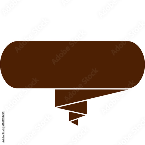 Brown Rounded Banner With A Folded Tag