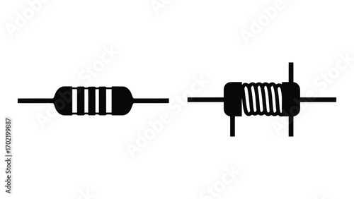 Resistor electronic component symbol isolated on white background flat icon