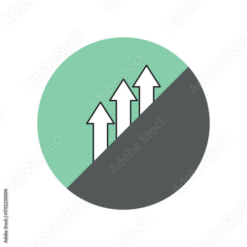 Rising above challenges Three arrows point upwards symbolizing growth and ambition in a graphic