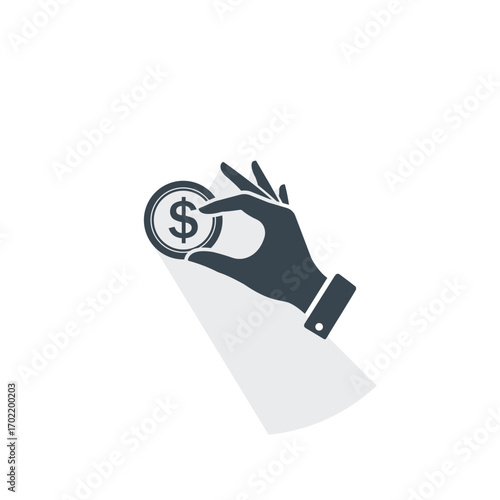 Offering a future Hand carefully holding a dollar coin symbolizing investment and financial