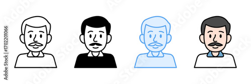Mustache Icon Set Multiple Style Collection