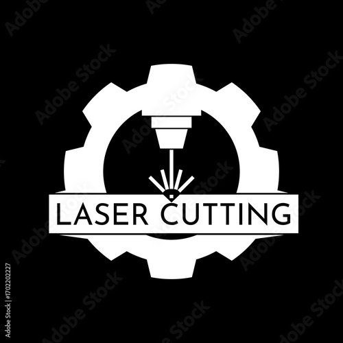 Laser cutting gear logo icon isolated on black background