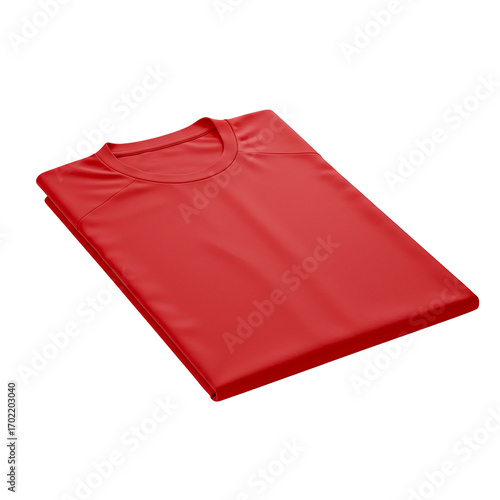 A folded plain red t-shirt, ready to wear and display its vibrant color and design