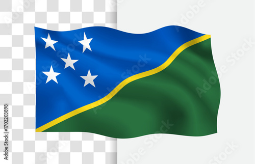 Waving Flag of Solomon Islands, Isolated Vector
