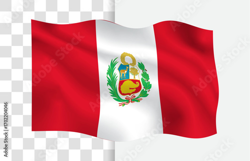 Peru Flag Waving Vector on a White Background