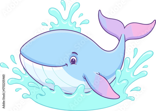 Cute Cartoon Whale Vector