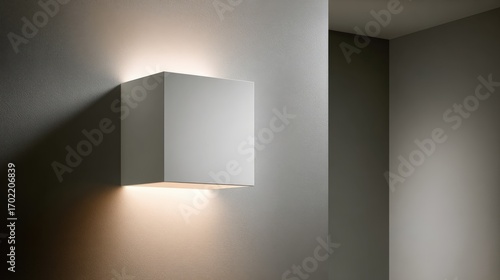 Modern Cube Wall Sconce Lighting Fixture Illuminating a Corner in a Minimalist Interior Design