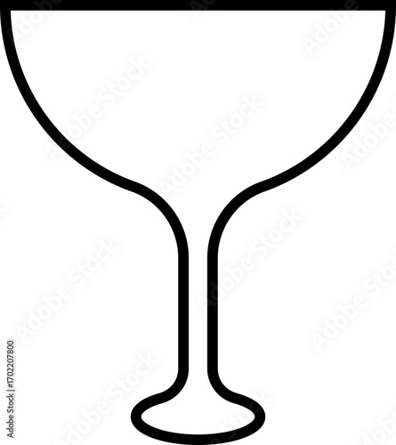Wine glass icon in black line style, beverage drink goblet cup symbol bundle, alcohol bar cocktail champagne liquor illustration, isolated on transparent background vector