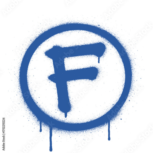 logo R, alphabetical F - graffiti spray paint art style