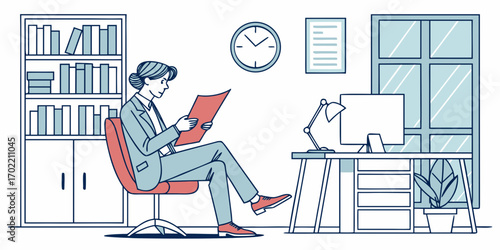 business people working, with office supplies around	
