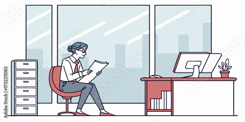 business people working, with office supplies around	
