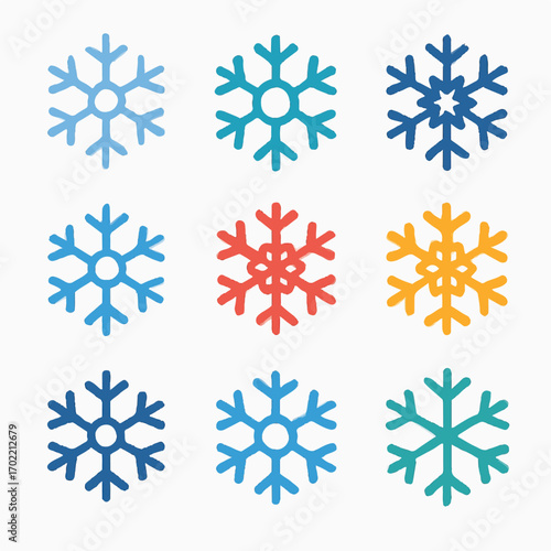 Snowflake illustrations on white background for winterthemed designs, christmas cards, or holiday graphics. Perfect for digital creators and designers.