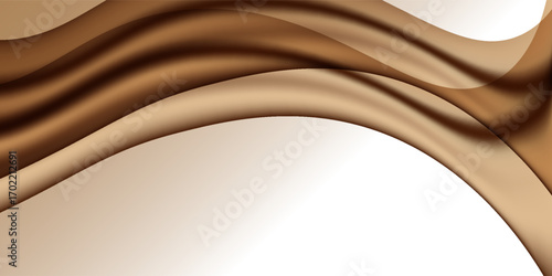 Chocolate with milk fluid splash texture. Cocoa or coffee cream sweet food delicious background. Modern gold and brown waves vector design.