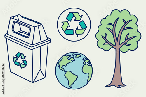 Ecology and recycling infographic icons set