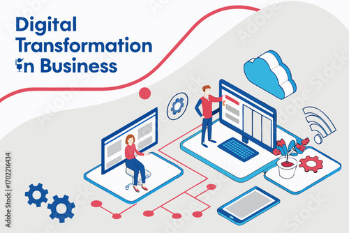 Modern business digital transformation technology concepts