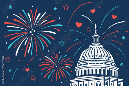 Vibrant independence day fireworks celebration background design