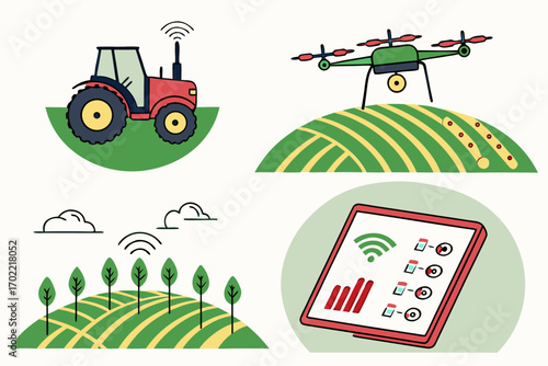 Modern smart farming and agritech innovations illustration