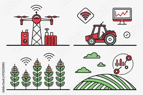 Modern smart farming and agritech innovations illustration