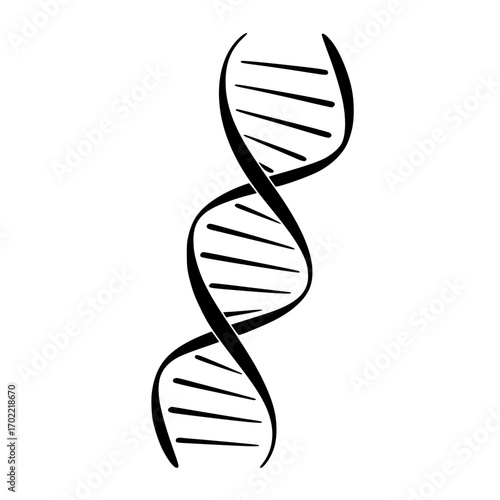Striking black DNA helix symbolizes genetic research science and innovation