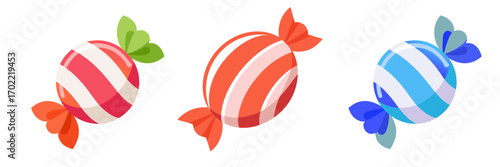 Colorful vector candy icons. Set of colorful round candy icons. Vector illustration.