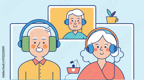 Elderly Gamers, Cartoon Seniors, Happy Gaming, Animated Elders, Senior Fun, Gaming Art, Cartoon Gamers, Elderly Joy, Animated Fun, Cartoon Gaming

