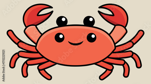 Cheerful Crab, Cartoon Crab, Sea Creature, Animated Ocean, Happy Marine, Crab Art, Fun Sea Life, Cartoon Marine, Ocean Joy, Marine Character

