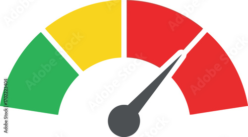 Performance meter gauge indicating low score vector