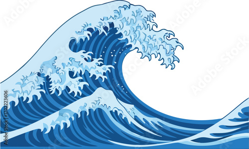 Majestic ocean wave crashing serene blue water splash abstract art vector