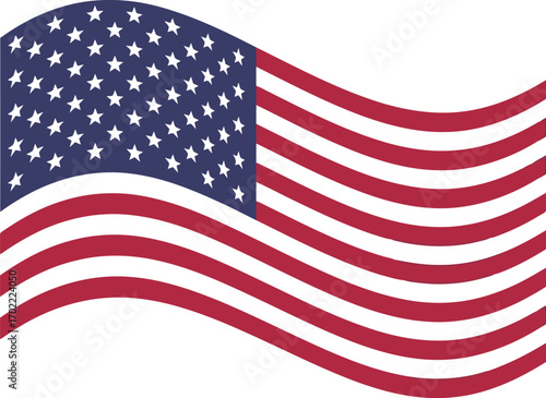 Waving american flag red white blue stars stripes patriotism vector